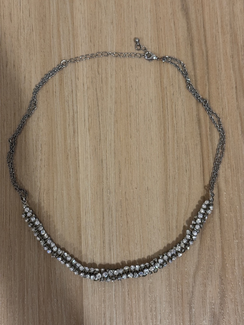 Silver Crystal Rhinestone Sparkle Double-Row Glam Rope Necklace